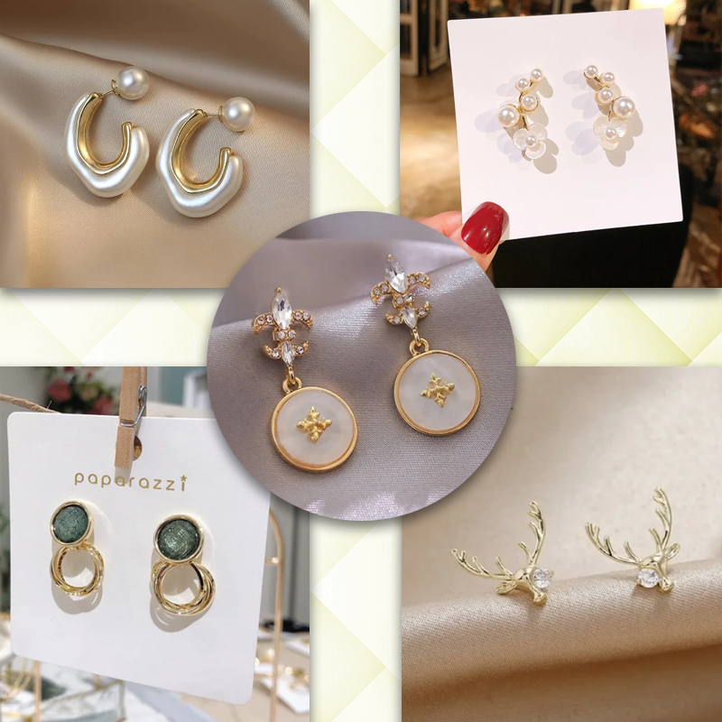 5 Pieces Elegant Earrings Party Wear Beach Fashion All Season Gold Plated Pearl Earrings Set - Shop N Save