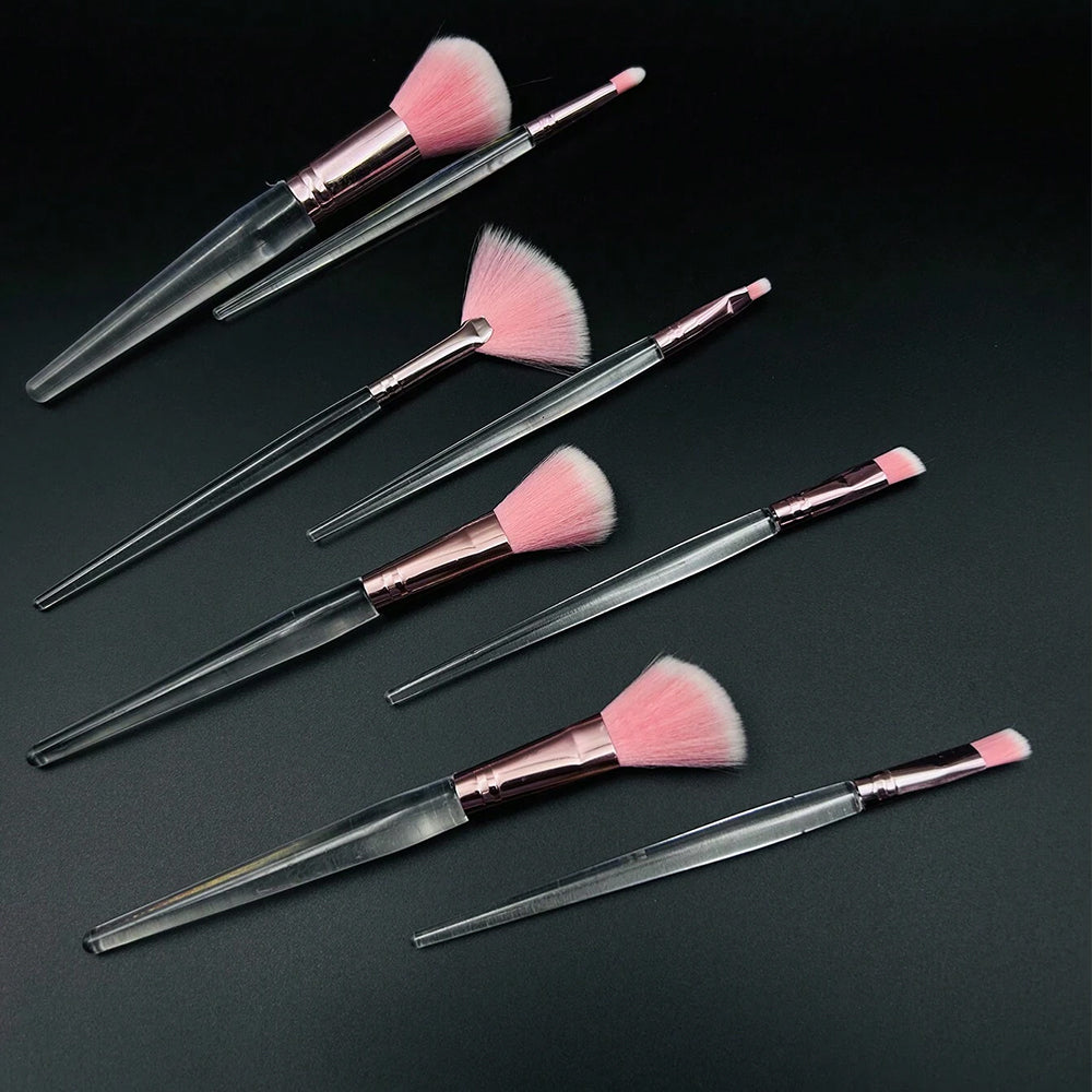 Transparent 8pcs Makeup Brush Set: Multifunctional Beauty Tools
