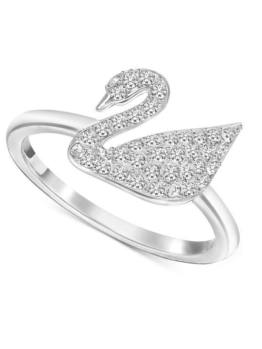 CZ Swan Jewelry Set - Silver Plated Bracelet Earrings Ring Ensemble. - Shop N Save