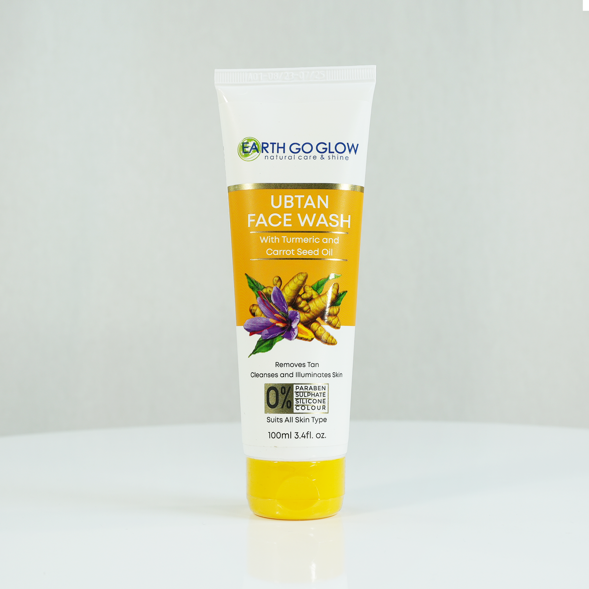 EARTH GO GLOW UBTAN FACE WASH WITH TURMERIC & SAFFRON FOR TAN REMOVAL (100ml) - Shop N Save