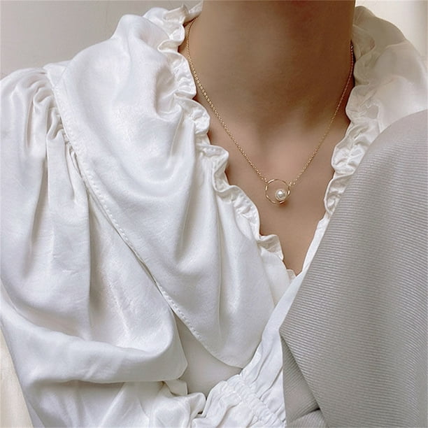 Pearl Geometric Pendant Necklace - Fashionable Thin Chain Jewelry for Women - Shop N Save