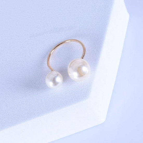 Pearl Ring Fashion U Shaped Opening Adjustable Ring For Women Golden