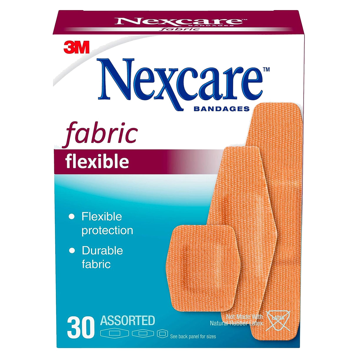 Nexcare™ Heavy Duty Flexible Fabric Bandages 667-30, ASSORTED 30 ct