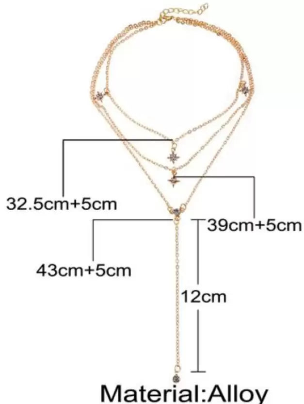 Vembley Gold Crystal Pendant: Multi-Layered Chain Necklace for Women - Shop N Save
