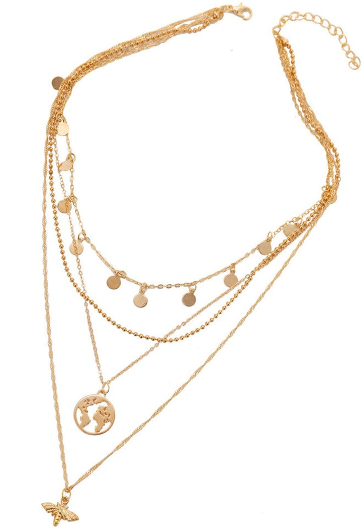 Gold-Plated Multi-Layered Necklace: Women's Shimmering Statement - Shop N Save
