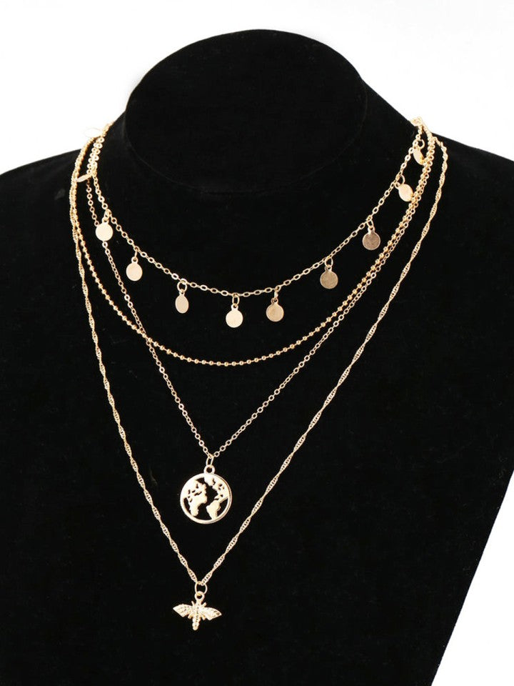Gold-Plated Multi-Layered Necklace: Women's Shimmering Statement - Shop N Save