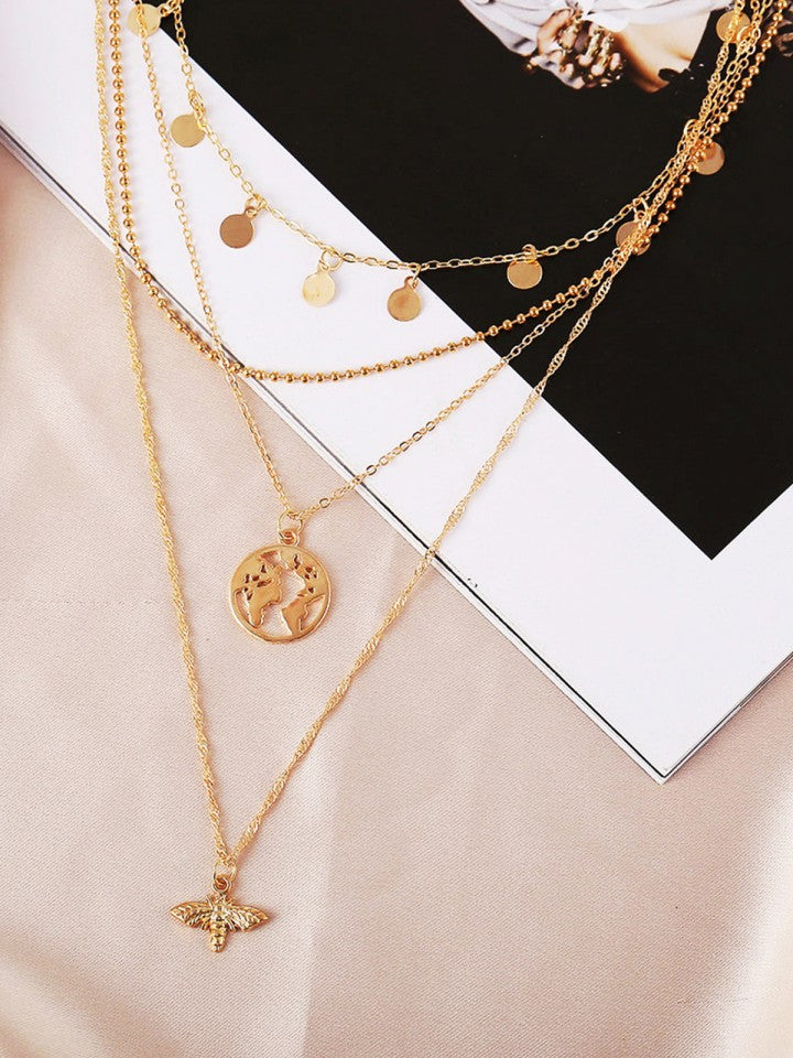 Gold-Plated Multi-Layered Necklace: Women's Shimmering Statement - Shop N Save