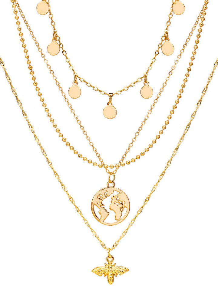 Gold-Plated Multi-Layered Necklace: Women's Shimmering Statement - Shop N Save
