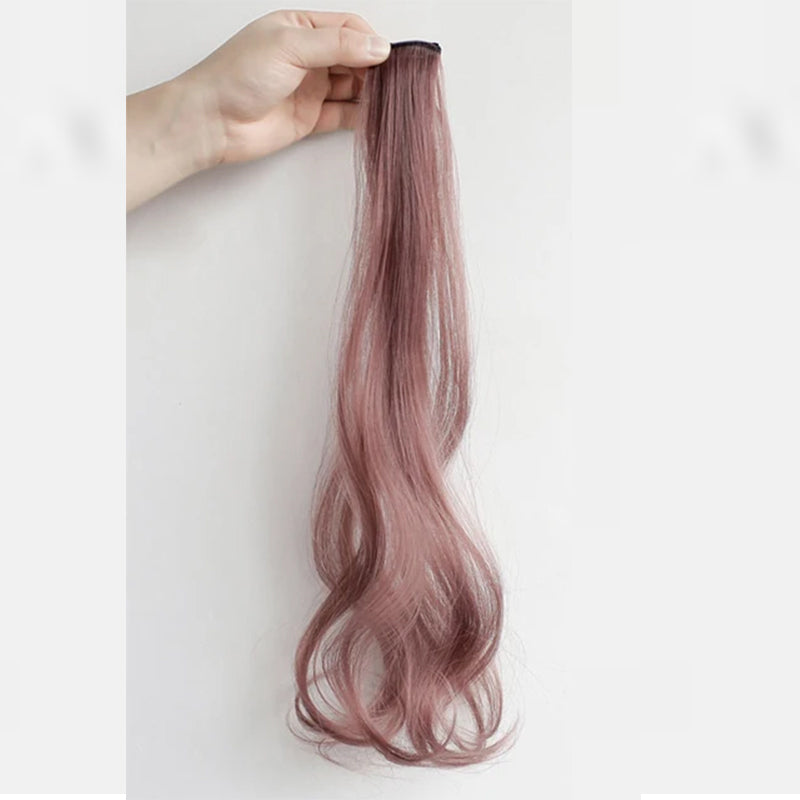 Dazzling Highlights: Long Curly Hairpiece for Women - 5 Vibrant Colors, Hanging Ear Design