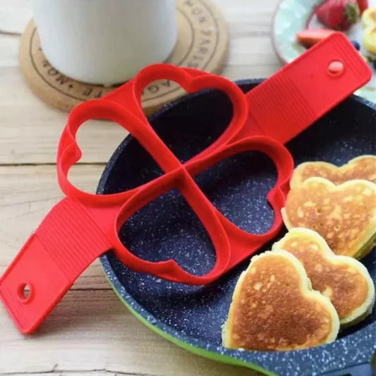 Heart Shape Silicone Backing Pancake Cooking Mold - Red - Shop N Save