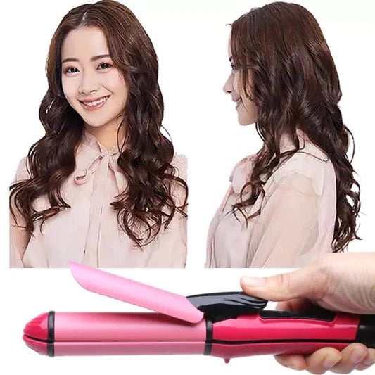Beauty 2 In 1 Quick Hair Straightener And Curler Set - Pink - Shop N Save