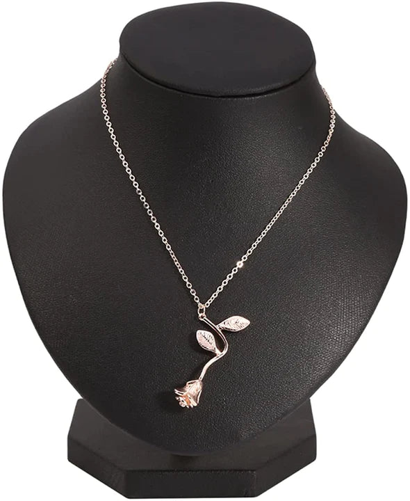 Girl Simple Rose Pendant Fashion Necklace - Silver - Shop N Save