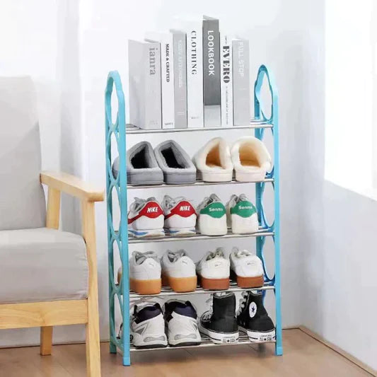 Wide Capacity 5 Layers Creative Design Foldable Shoe Rack - Sea Green - Shop N Save