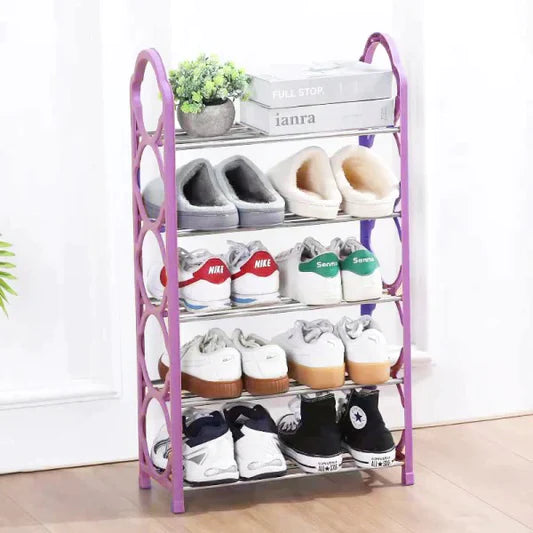 Wide Capacity 5 Layers Creative Design Foldable Shoe Rack - Sea Green - Shop N Save
