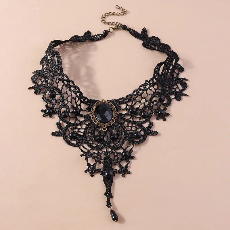 Gothic Lace Necklace: Water Drop Pendant, Steampunk Collar - Shop N Save