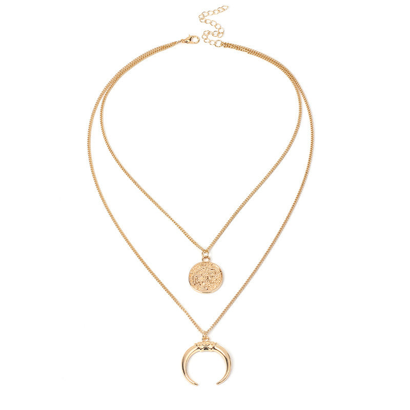 European Style Moon Disk Necklace - Exaggerated Fashion Jewelry - Shop N Save