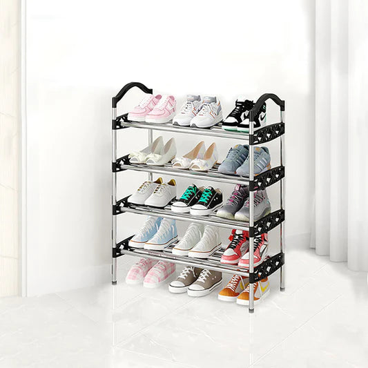Four Layer Easy Assemble Shoe Rack - Black Silver - Shop N Save