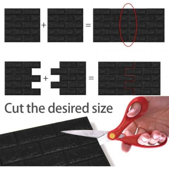 3D Wall Wallpaper Self-Adhesive 70 x 78 CM - Black