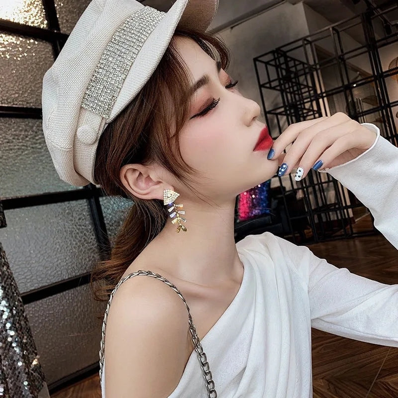 Rhinestone Fish Bone Drop Earrings: Trendy Fashion Gift - Shop N Save