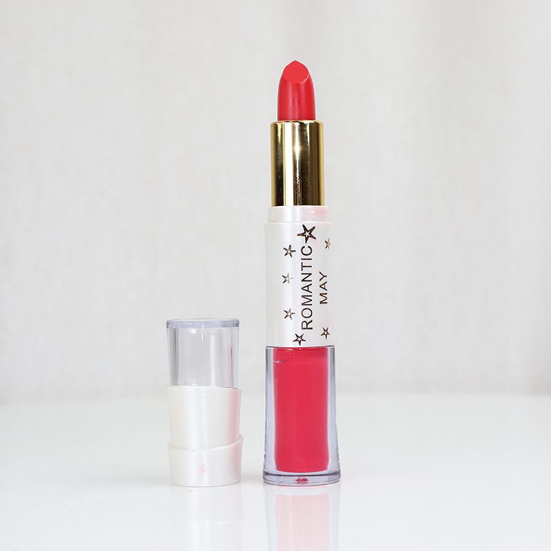 Romantic May 2 In 1 Lipstick And Lip Gloss Vitamin E Long Lasting - Mahogany Red (10)
