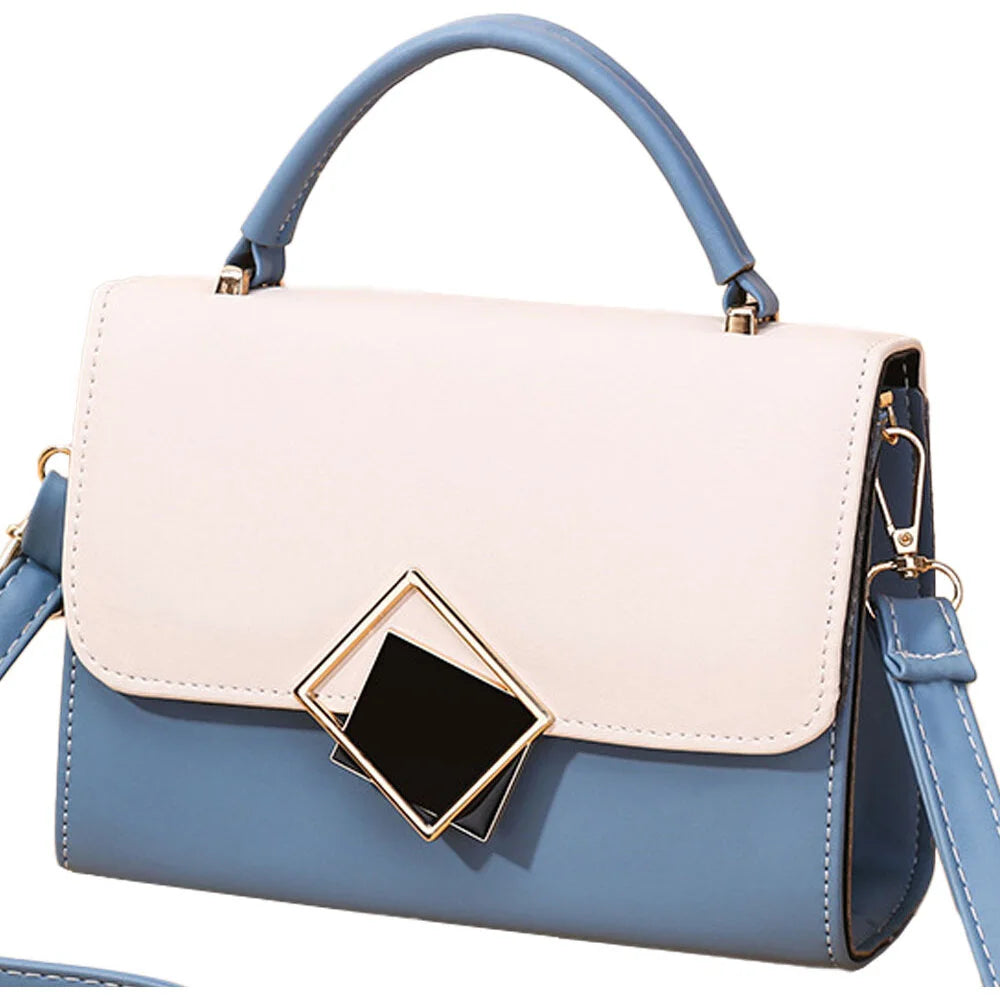 Girls Fashion Color Contrast Small Messenger Bag - White Blue