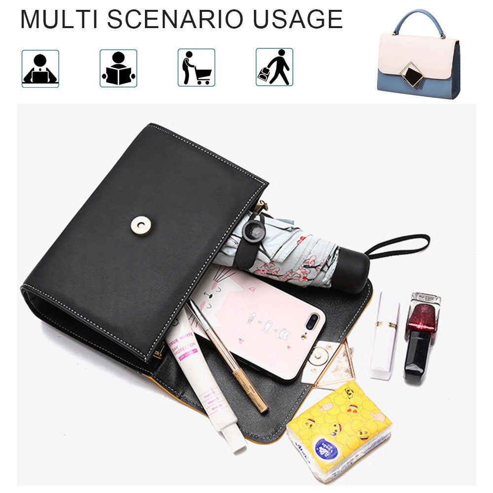 Girls Fashion Color Contrast Small Messenger Bag - White Blue