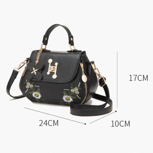 Floral Embroidered Girls Fashion Synthetic Messenger Bags - White - Shop N Save