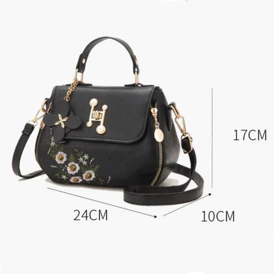 Sweet Lady One Shoulder Embroidered Crossbody Bag - Black - Shop N Save