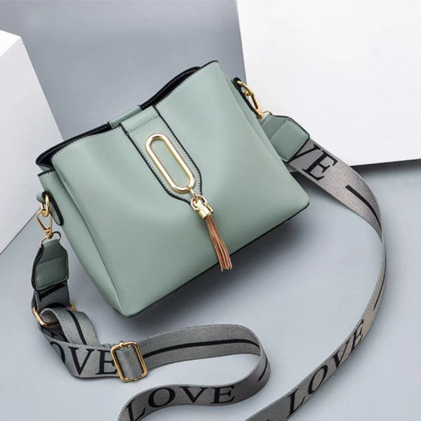 Fashionable Light Green Synthetic Leather Shoulder Bag with Wide Straps and Multiple Compartments Perfect for Girls with Casual Style - Shop N Save