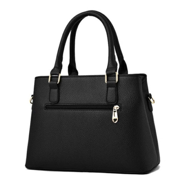 Black Chic Trendy Ladies Synthetic Leather Zipper Handbag for a Simple Yet Stylish Fashion Statement - Shop N Save