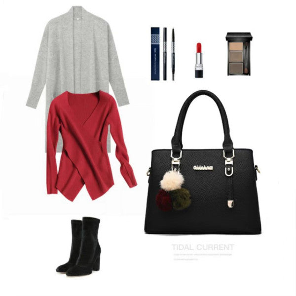 Black Chic Trendy Ladies Synthetic Leather Zipper Handbag for a Simple Yet Stylish Fashion Statement - Shop N Save