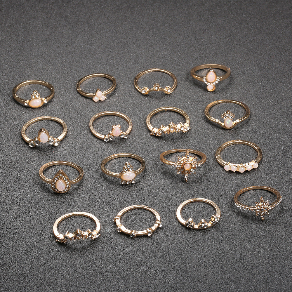 Opal Diamond Joint Ring Set - European American Retro Style - Shop N Save