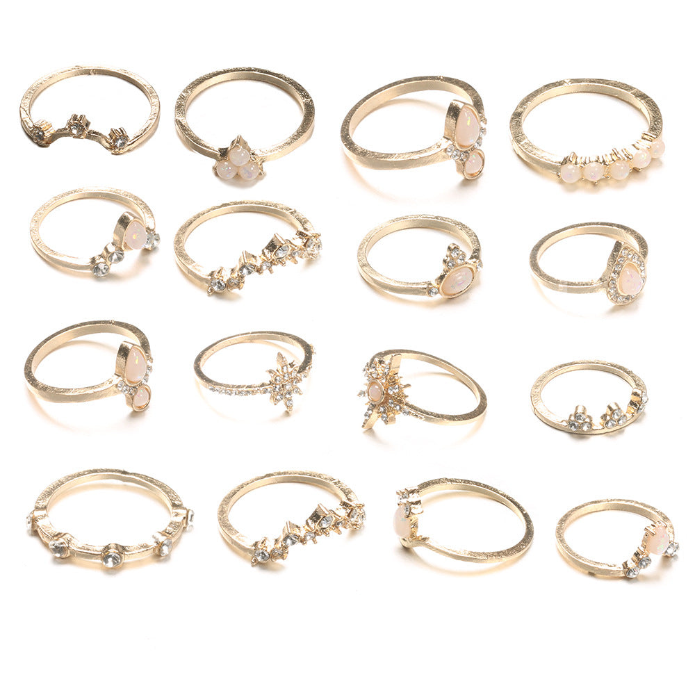 Opal Diamond Joint Ring Set - European American Retro Style - Shop N Save