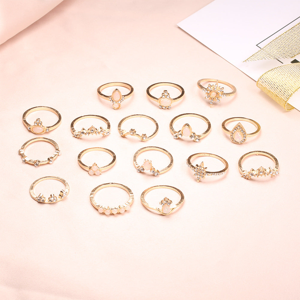 Opal Diamond Joint Ring Set - European American Retro Style - Shop N Save