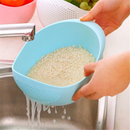 Kitchen Accessories Rice Fruit Drain Washing Bowl Basket - pink