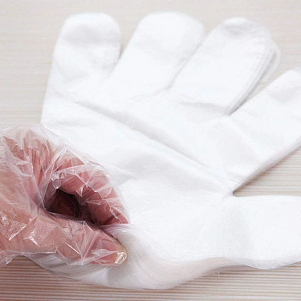 100 Clear Disposable Cooking Cleaning Gloves Transparent Plastic for Maximum Convenience - Shop N Save