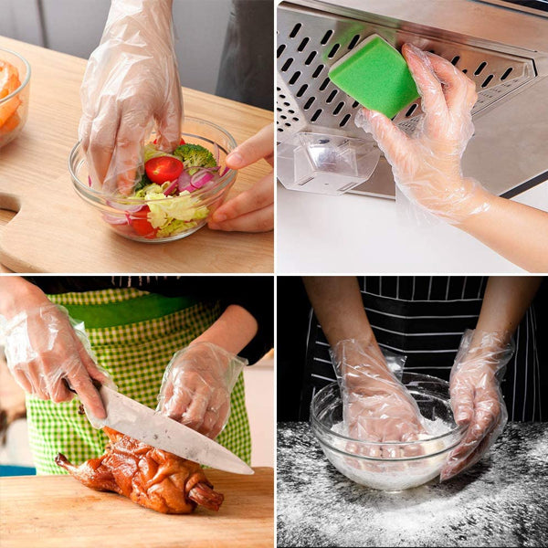 100 Clear Disposable Cooking Cleaning Gloves Transparent Plastic for Maximum Convenience - Shop N Save