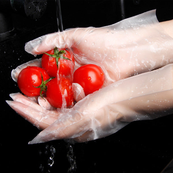 100 Clear Disposable Cooking Cleaning Gloves Transparent Plastic for Maximum Convenience - Shop N Save