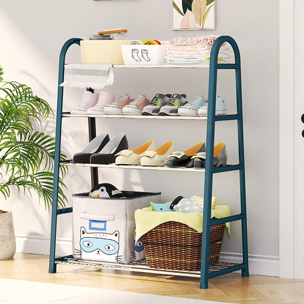 Compact 5 Shelf Shoe Organizer Ideal for School Office and Home! Easy-to-Install Plastic Rack Saves Space and Offers Versatile Storage - Shop N Save