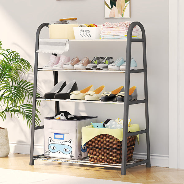 Lightweight Grey Plastic Shoe Rack Space-Saving Foldable Storage Solution for Home Office or School