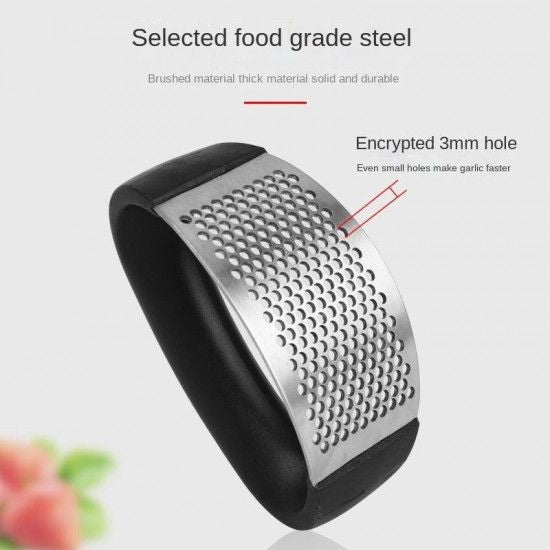 Garlic Presses 3 in 1 Manual Stainless Steel Ginger Chopper with Ergonomic Handle Black