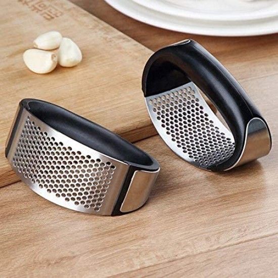 Garlic Presses 3 in 1 Manual Stainless Steel Ginger Chopper with Ergonomic Handle Black