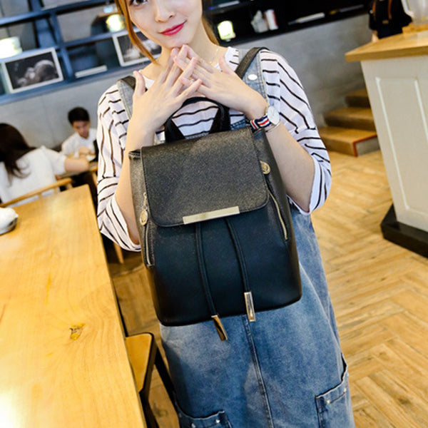 High-End Black PU Leather Backpack with Magnetic Closure Luxurious Durable and Perfect for Stylish Women On-The-Go! - Shop N Save