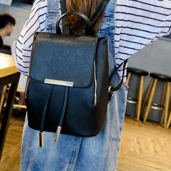 High-End Black PU Leather Backpack with Magnetic Closure Luxurious Durable and Perfect for Stylish Women On-The-Go! - Shop N Save