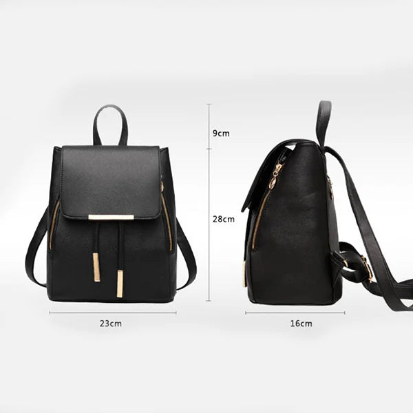 High-End Black PU Leather Backpack with Magnetic Closure Luxurious Durable and Perfect for Stylish Women On-The-Go! - Shop N Save