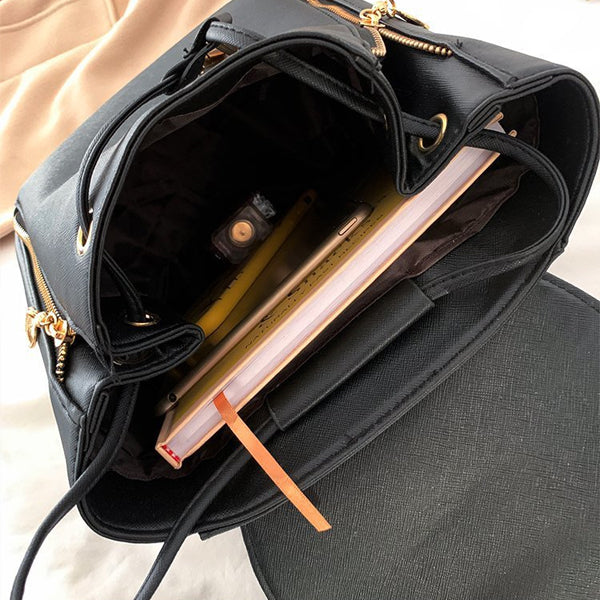 High-End Black PU Leather Backpack with Magnetic Closure Luxurious Durable and Perfect for Stylish Women On-The-Go! - Shop N Save
