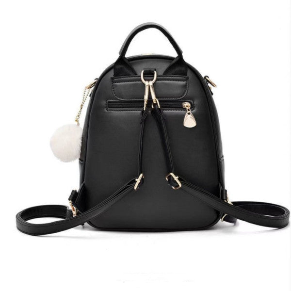 Stylish Girls Black Traveller Backpack with Synthetic Leather Straps and Multiple Compartments - Shop N Save