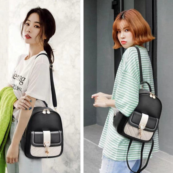 Stylish Girls Black Traveller Backpack with Synthetic Leather Straps and Multiple Compartments - Shop N Save