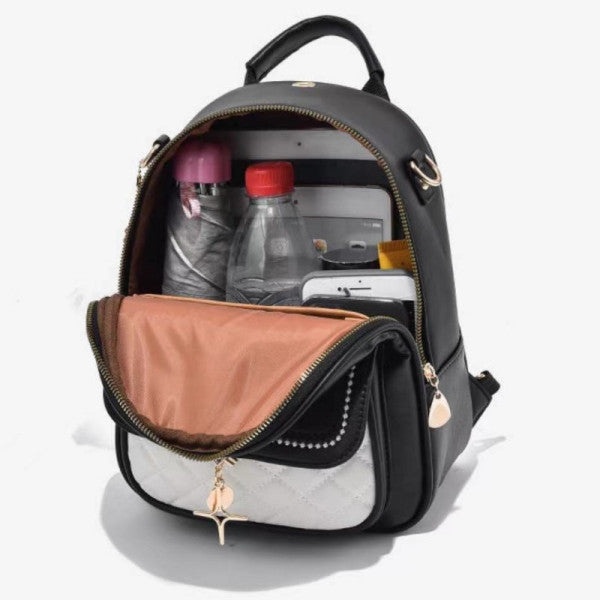 Stylish Girls Black Traveller Backpack with Synthetic Leather Straps and Multiple Compartments - Shop N Save