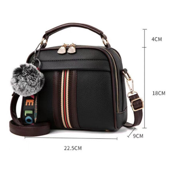 Cute Striped Handbag: Trendy, Mini Size, Adjustable Strap, Three Compartments - Shop N Save